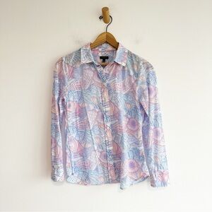 Talbots COTTON BUTTON FRONT SHIRT - SHELL COLLECTION Petite Small Pastel Beach